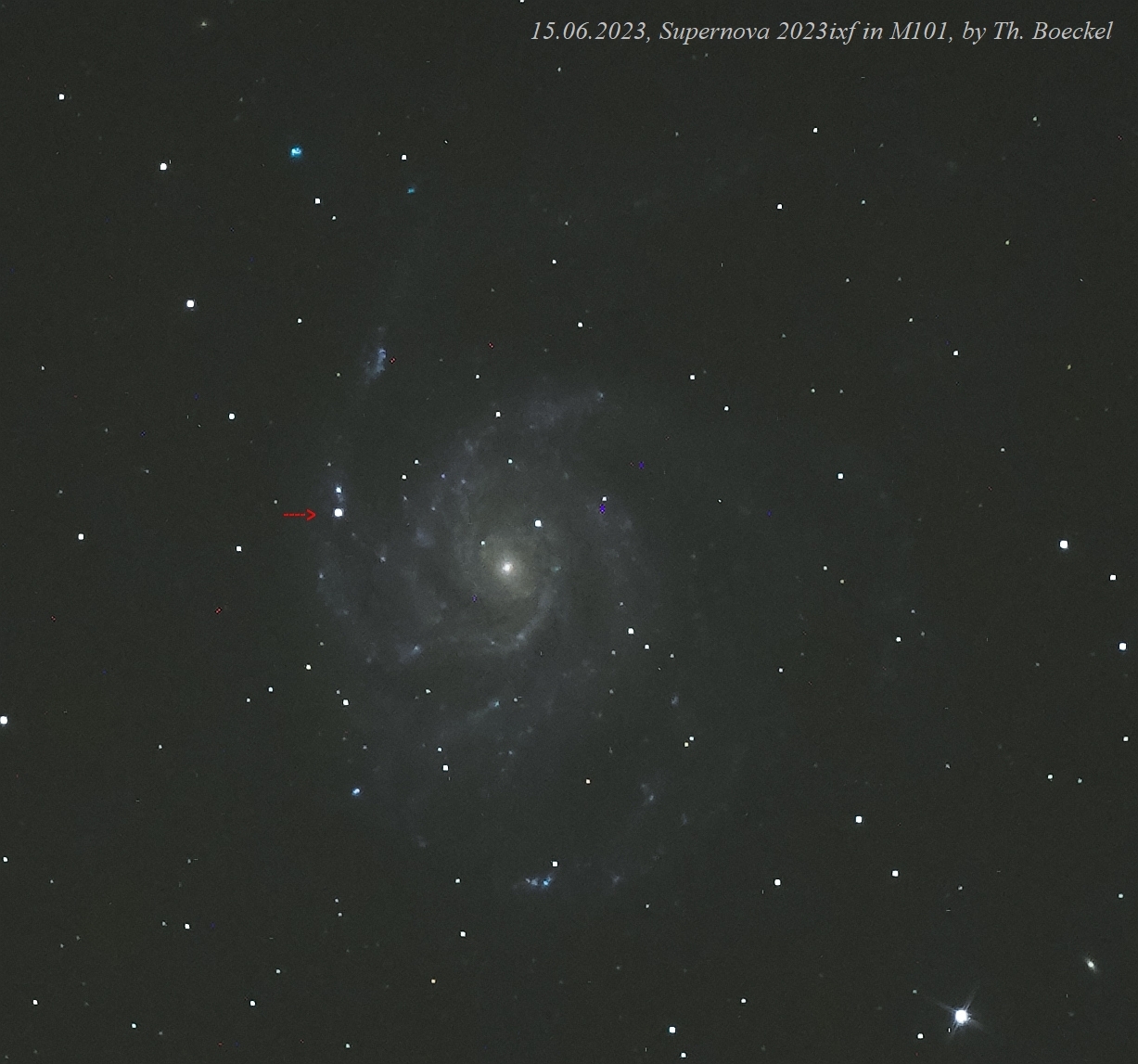 Supernova (SN 2011fe) in M101, Pinwheel Galaxie